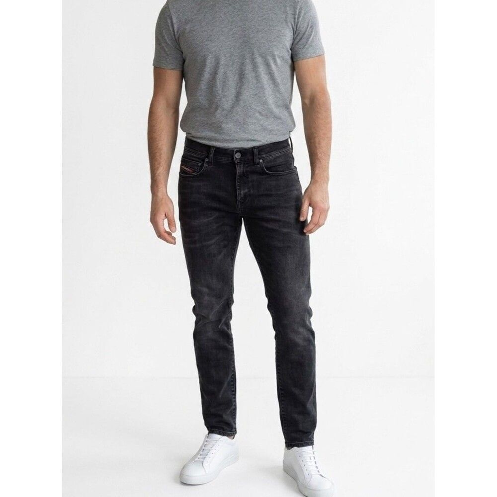 Diesel D-Strukt Tapered Black Stretch Jeans Men's 30x32 Faded Washed Black Denim